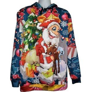 Elf Reindeer Pullover Hoodie XL Unisex Christmas